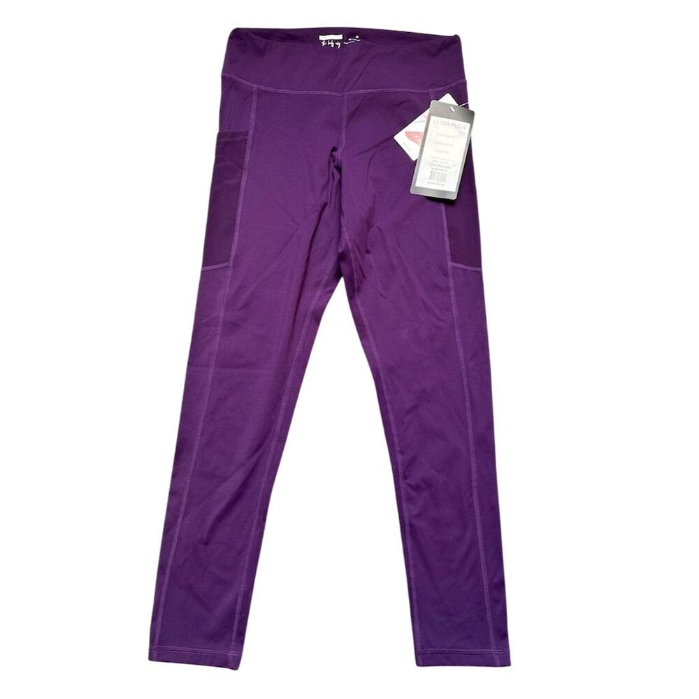 VIE ACTIVE‎ Women's Mid-Rise Leggings Purple M Yoga Gym Fitness